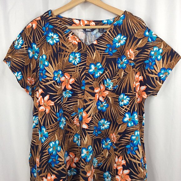 Lands End Dress Womens Size Medium Floral Hawaiian Tropical Hi Low Pockets - Picture 4 of 8